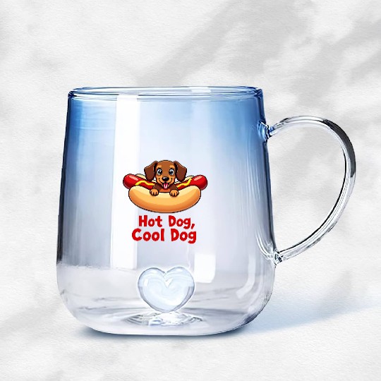 Funny Hot Dog Dachshund Gradient Glass Mugs