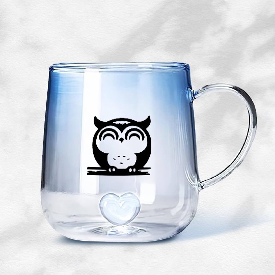 Cute Sleeping Owl Gradient Glass Mugs