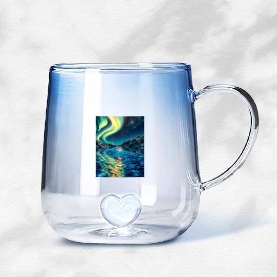 Crystal Lake of Aurora Gradient Glass Mugs