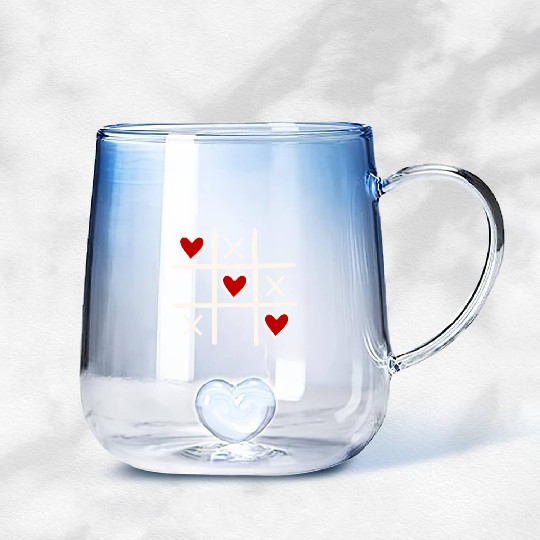 tic tac toe. valentines day gift. couple gift.dark Gradient Glass Mugs
