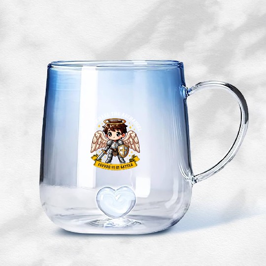 Saint Michael the Archangel Catholic Pray for kids Gradient Glass Mugs