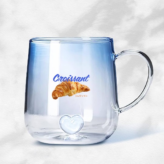 Croissant Lover Gradient Glass Mugs