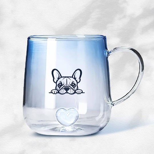 French Bulldog Frenchie Sweet Face Gradient Glass Mugs