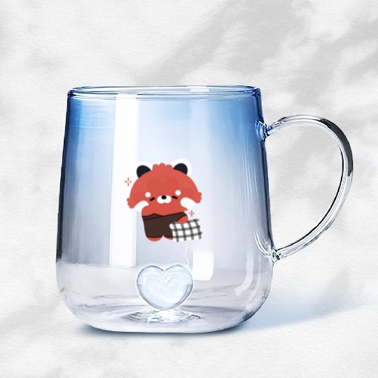 Sleepy Red Panda Gradient Glass Mugs