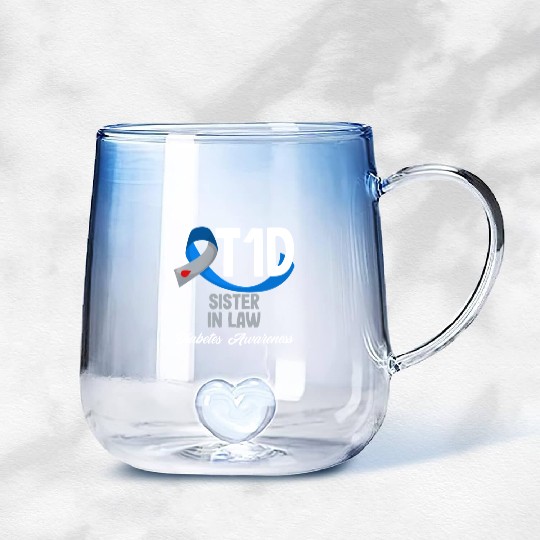T1D Sister In Law Diabetes Type 1 Awareness Gradient Glass Mugs
