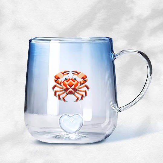 Geometric Crab - Colorful Marine Artwork Gradient Glass Mugs