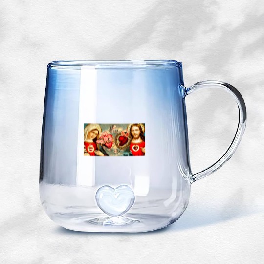 Sacred Heart and Immaculate Heart Jesus and Mary Gradient Glass Mugs
