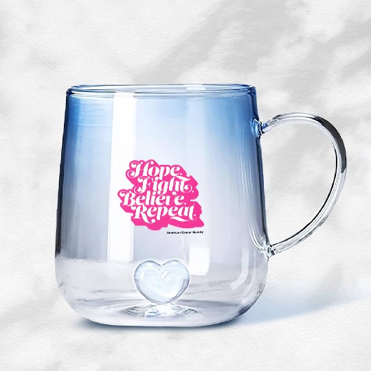 Hope Fight Believe Repeat American Cancer Society Gradient Glass Mugs