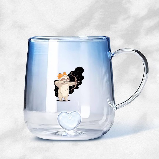 Sagittarius Zodiac Sloth Bow and Stars Gradient Glass Mugs