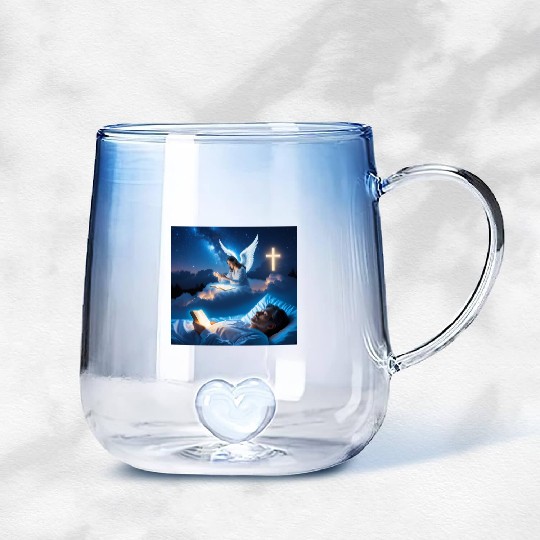 Ángel Guardián Velando el Sueño Gradient Glass Mugs