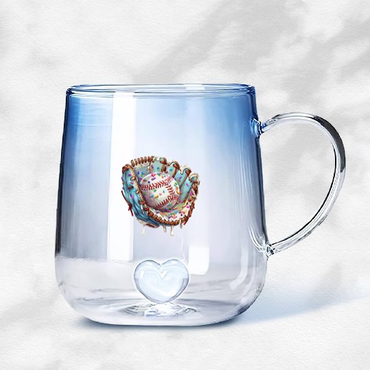 Baseball Drip Ice Cream Sprinkles Baseball Glove Gradient Glass Mugs
