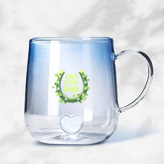 Luck of the Irish Horseshoe Design Gradient Glass Mugs