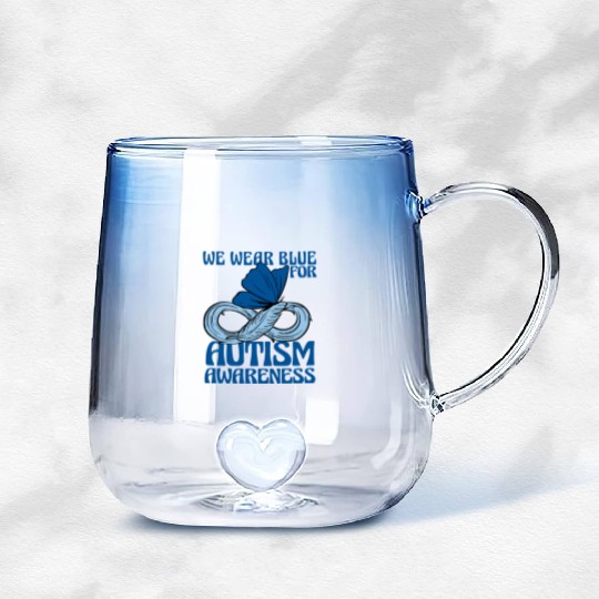 We Wear Blue for Autism Awareness Support Advocacy Gradient Glass Mugs