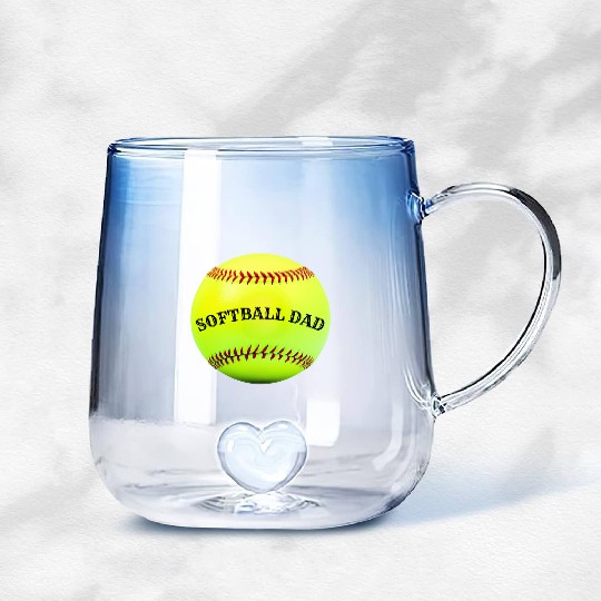 Softball Dad Gradient Glass Mugs
