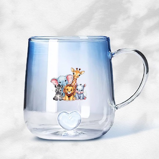 Cute Safari Adventures: Adorable Baby Animals Gradient Glass Mugs