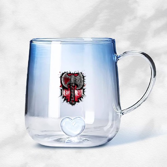Heavy Metal Axe Graphic Inspired Design Gradient Glass Mugs