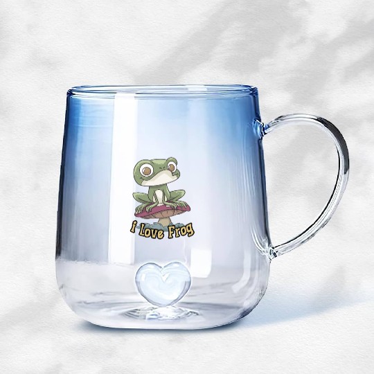 i love frog Gradient Glass Mugs