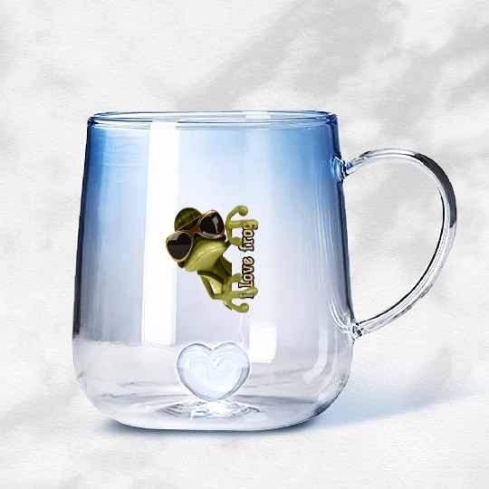 i love frog funny frog design Gradient Glass Mugs