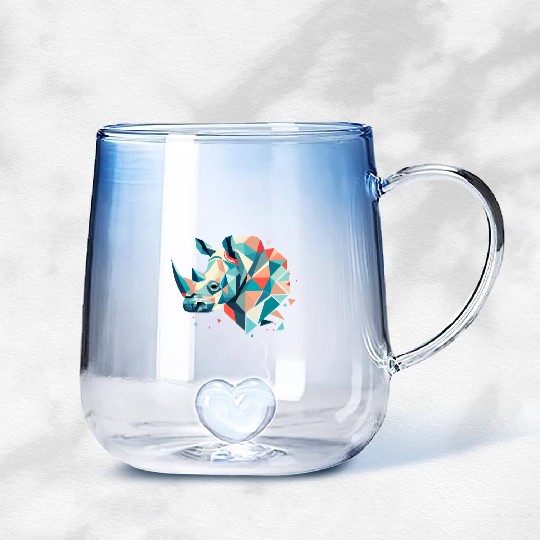 Abstract Rhinoceros - Geometric Strength Gradient Glass Mugs