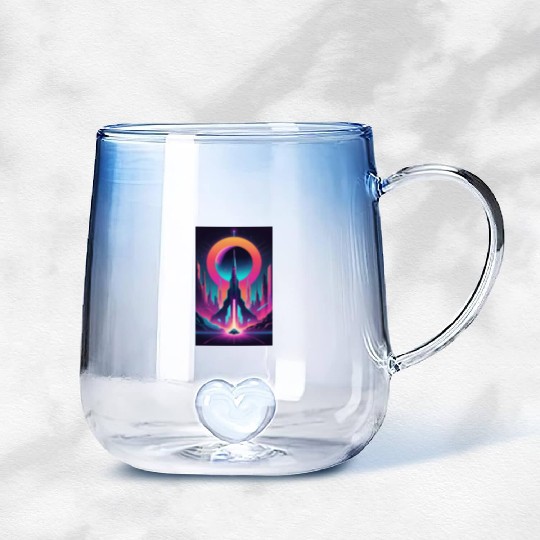 Neon Horizon: The Future of Space Exploration Gradient Glass Mugs