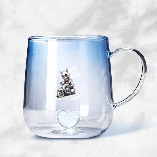 Born to Be Wild - Skull Devil on Scooter Gradient Glass Mugs