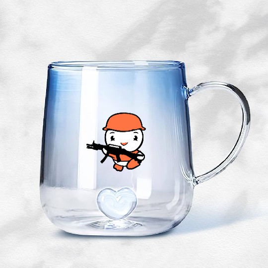 Duck Soldier Army Professional Soldier Helmet Cute Gradient Glass Mugs