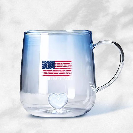 Tariff Baby Tariff American Flag Trump Tariff Gradient Glass Mugs