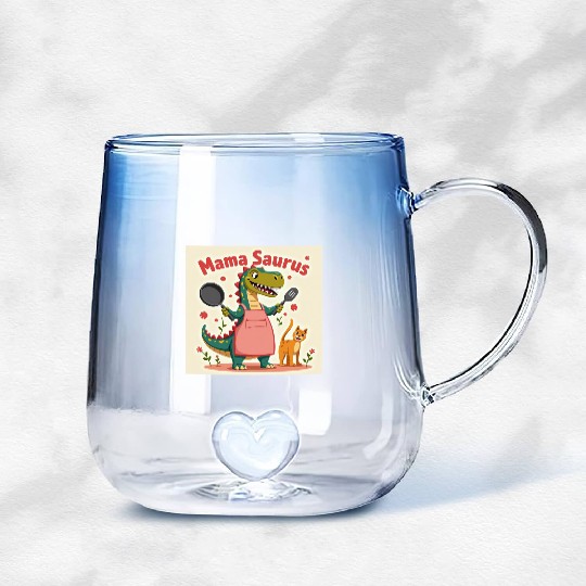 Mama Saurus – Fierce, Fun & Full of Love! Mother’s Gradient Glass Mugs