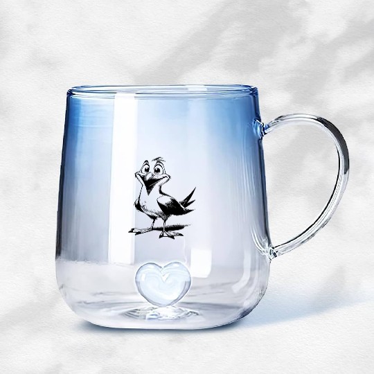 Nice flappy man funny seagull bird Gradient Glass Mugs