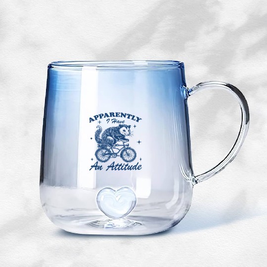 Funny Opossum Biking Gradient Glass Mugs