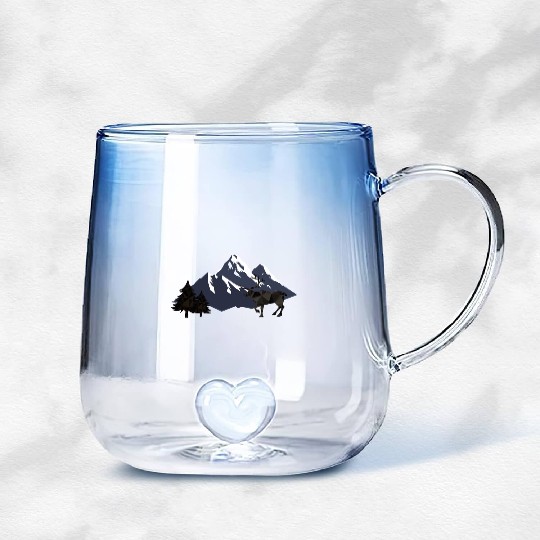 Geometric Wilderness — Crystal Deer Gradient Glass Mugs