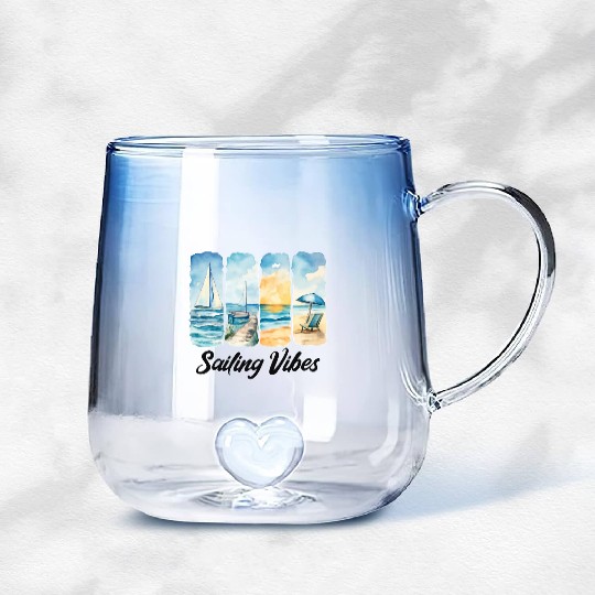 Sailing Vibes – Feel the Ocean Gradient Glass Mugs