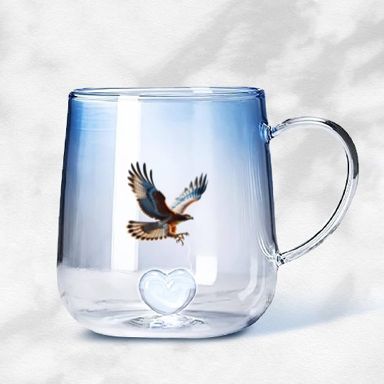 Majestic Hawk Flight Gradient Glass Mugs
