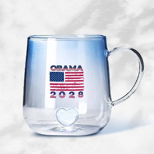Obama 2028 Vintage Flag Patriotic Politics Protest Gradient Glass Mugs