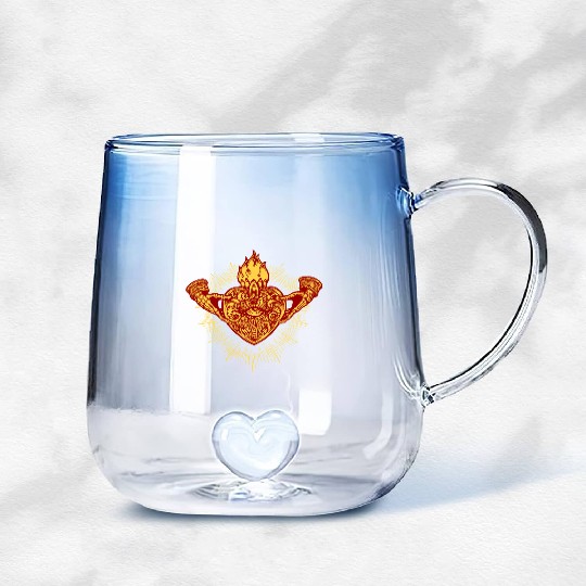 Sacred Heart Claddagh Symbol - Fire Gradient Glass Mugs
