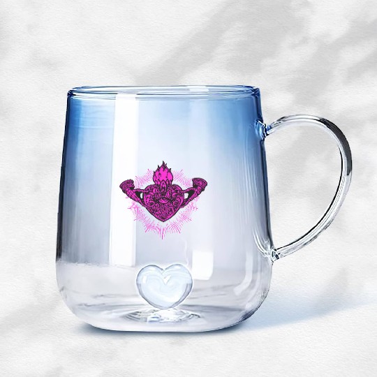 Sacred Heart Claddagh Symbol Pink Gradient Glass Mugs