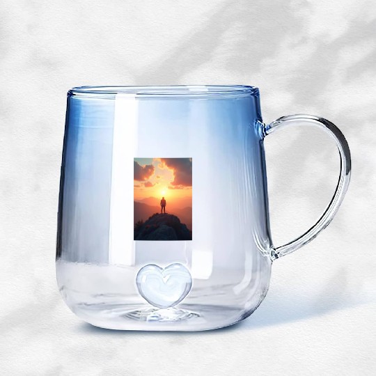 Summit of Dawn Embrace the Horizon Gradient Glass Mugs