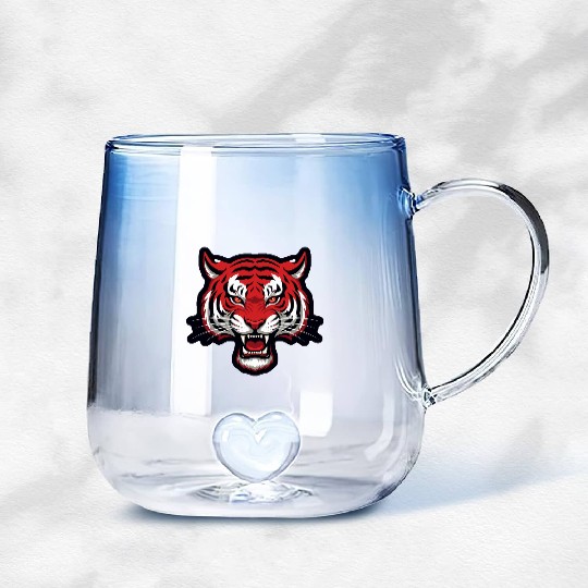 Savage Red Tiger Head – Fierce Wild Beast Gradient Glass Mugs