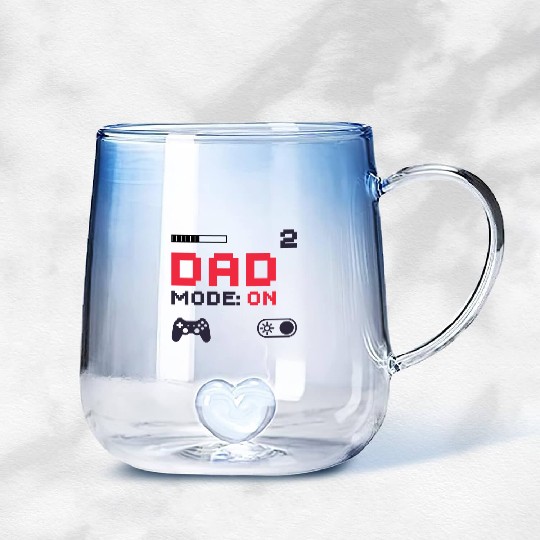 Dad Mode On Retro Gamer Dad Pixel Art Design Gradient Glass Mugs