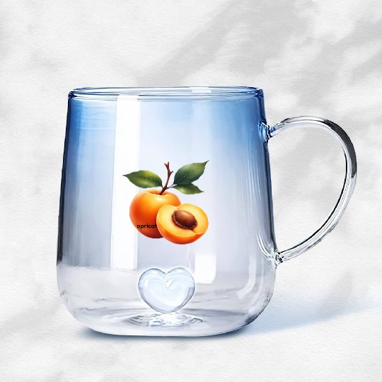 Apricot branch with green leaves Gradient Glass Mugs