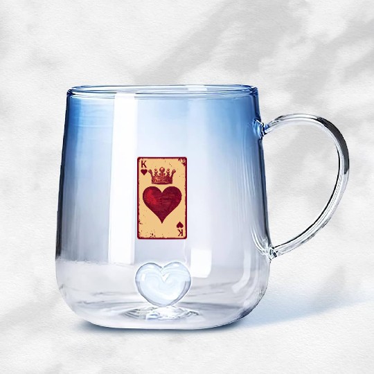 Vintage King of Hearts Gradient Glass Mugs
