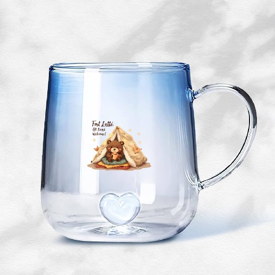 Fort Latte - Cute Bear Cub & Cozy Coffee Fun Gradient Glass Mugs