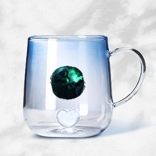 Green Shadow Mage with Burning Spell Book Gradient Glass Mugs