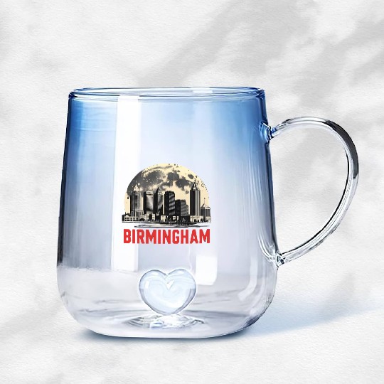 Birmingham City Albm Skyline Full Moon Gradient Glass Mugs