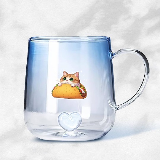 Taco Cat | Cute Kitty in a Taco | Purrfectly Tasty Gradient Glass Mugs