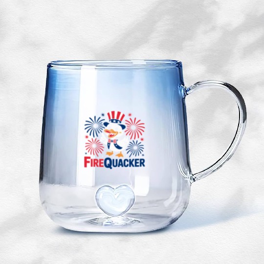 Womens Duck Firequacker Patriotic Fourth of July I Gradient Glass Mugs