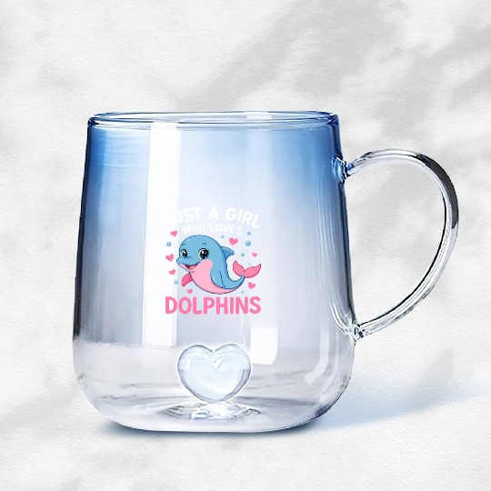 Just A Girl Who Loves Dolphins Summer Ocean Animal Gradient Glass Mugs