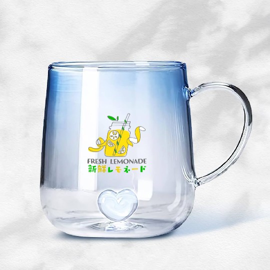 Fresh Lemonade Jar Whimsical Gradient Glass Mugs