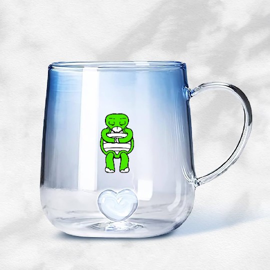 Turtle prays meditates bows greeting hands relax Gradient Glass Mugs