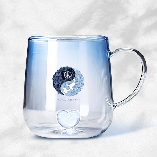 Balance & Berries – Yin Yang Blueberry Peace Desig Gradient Glass Mugs